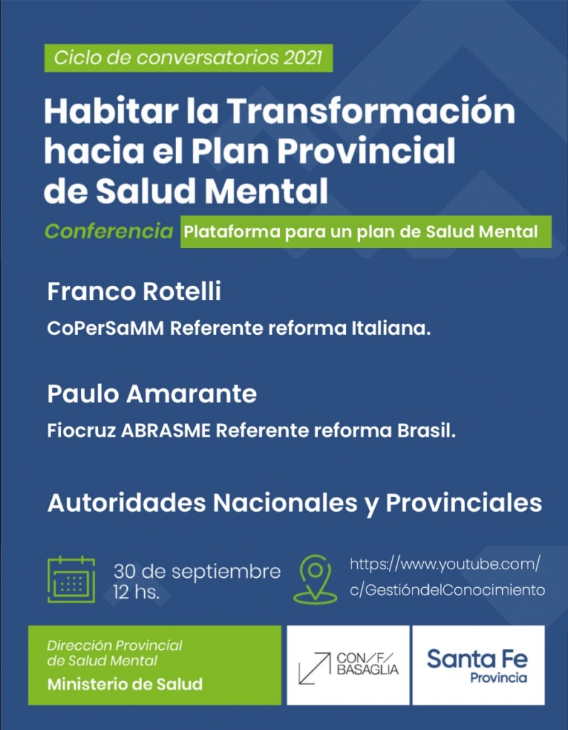 La Comisión de DDHH y el Instituto de salud y bioética invitan a la actividad de la Dirección Provincial de Salud Mental